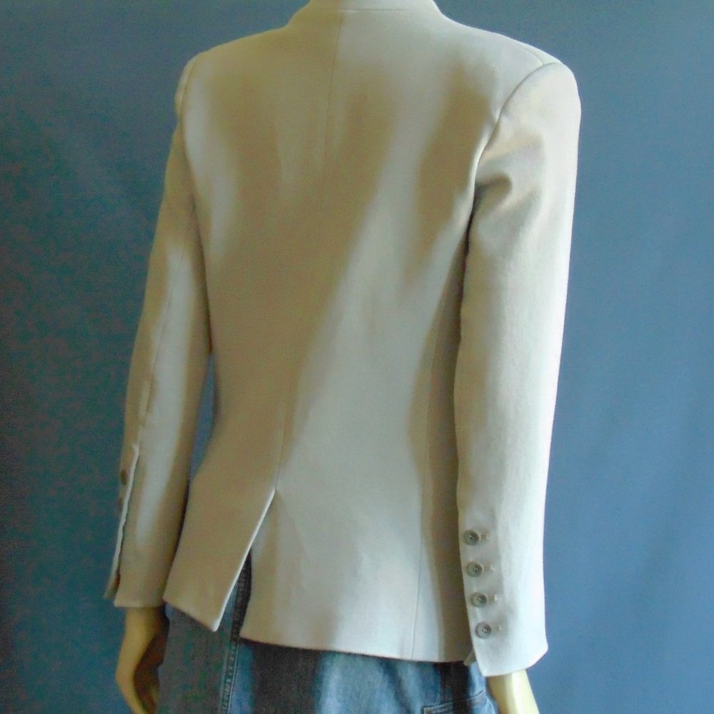 Helmut Lang Beige Collarless Jacket Blazer M - Picture 4 of 5